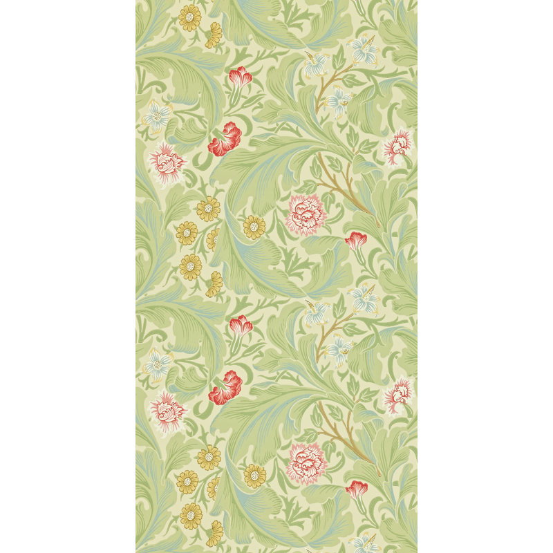 Leicester Wallpaper, Green/Coral