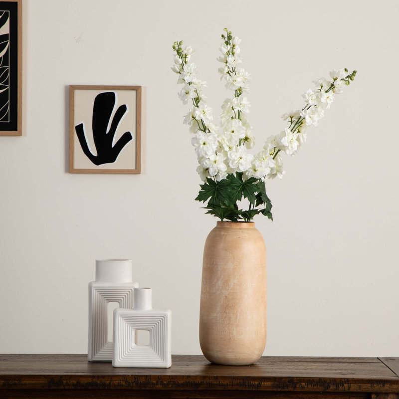 39in. Artificial Delphinium Flower Stems, Set of 3, White