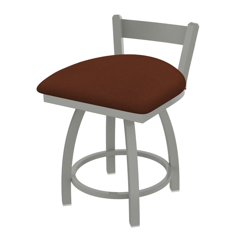 Tabouret de coiffeuse à dossier bas 18 po Catalina, Vinyle et rênes Adobe, Étain