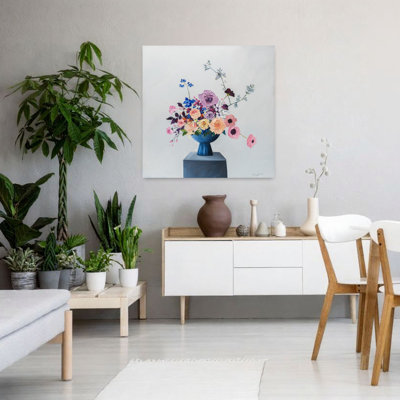 «Pastel Bouquet In Blue Abstract Contemporary Flower Landscape», art mural