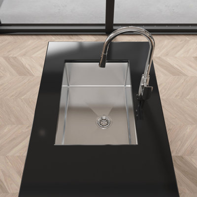 Stainless Steel Kitchen Sink, 27″X19″ Single Bowl, Undermount Handmade Sink In Brushed Nickel, With US Standard Drain And Hook