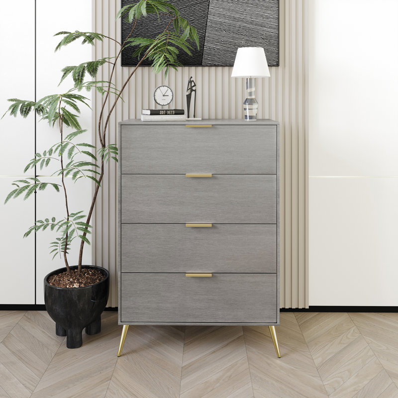 Rafiat 29.72'' W 4 - Drawer Dresser, Silver