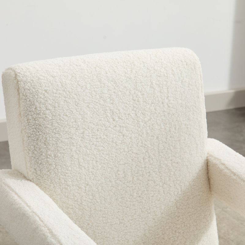 Fauteuil d'appoint rembourré en laine d'agneau moderne, Beige