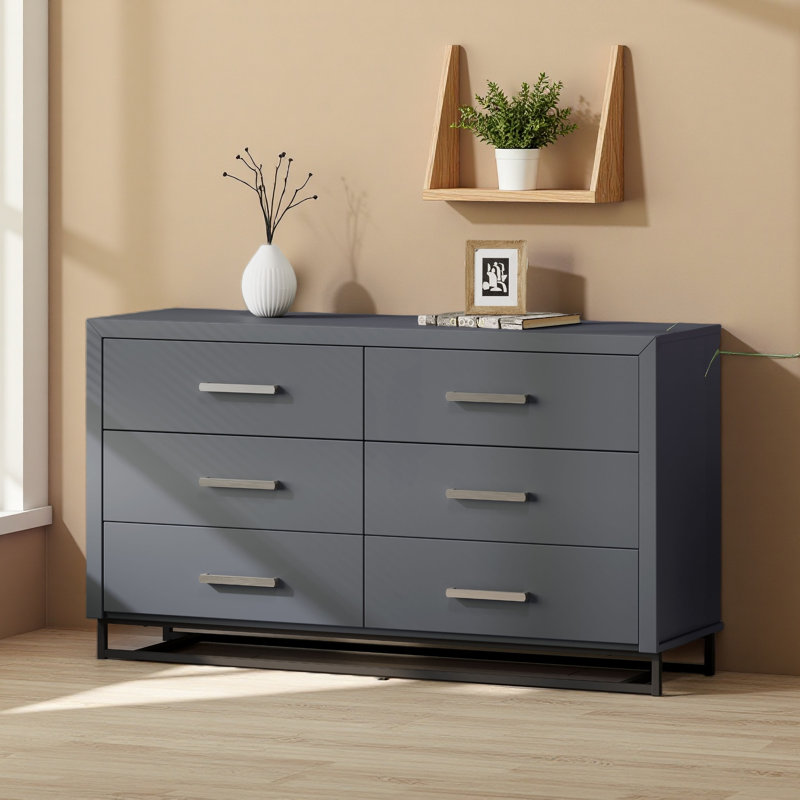 6 Commode 6 tiroirs, Gris anthracite