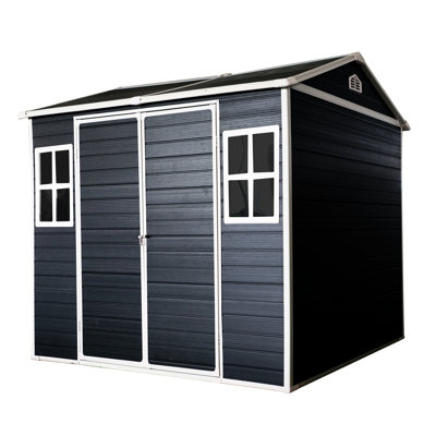 Remise pour terrasse 8 x 6 pi - imperméable avec porte verrouillable, deux fenêtres et remise de plancher pour l'extérieur, cour arrière