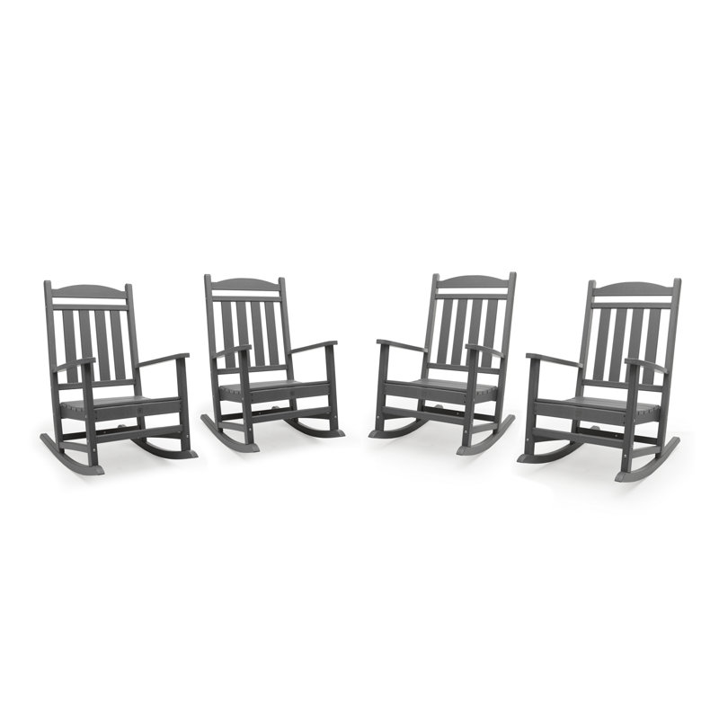 Aulika Outdoor HDPE Patio Rocking Chairs, Gray