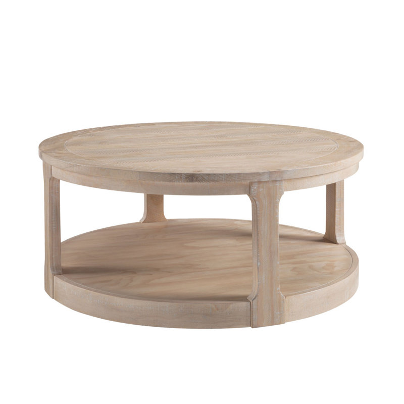 40Inch Large Curved 2 Tier Traditional Round Circle Wooden Center Coffee Table,Rounded Table With Wheels,Mid Century Rustic Style Table