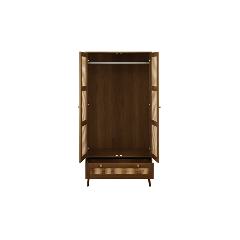 Noemi 2 Door Manufactured Wood Wardrobe, Walnut