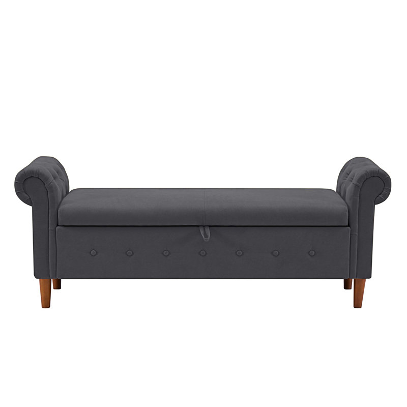 Kilner Upholstered Storage Bench, Dark Gray