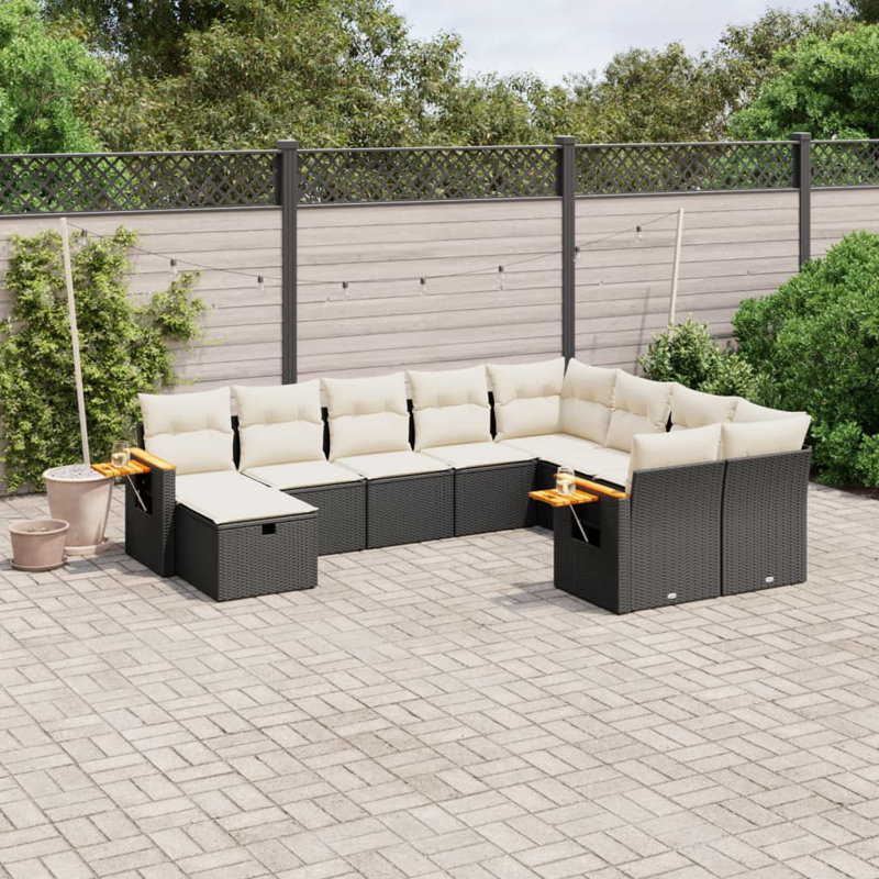 Vidaxl Sofa Set, Cream Cushion/Black Frame
