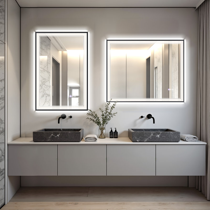 Front &back Led Anti-fog Tempered Glass Framed Vanity/bathroom Mirror, 36" x 24"