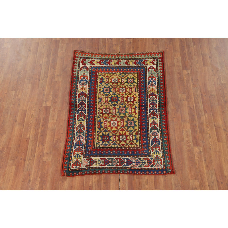Pre-1900 Antique Kazak Vegetable Dye Rug