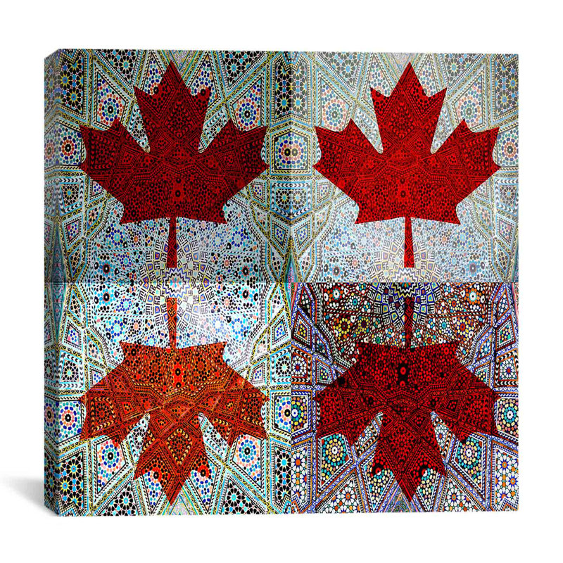 Feuille d’érable à pavillon canadien #7 impression sur toile, H 37 po x l 37 po x P 1,5 po