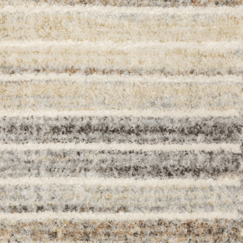Orion Contemporary Layered Stripes Grey/Rust Area Rug, Rectangle 7'10" x 10'10"