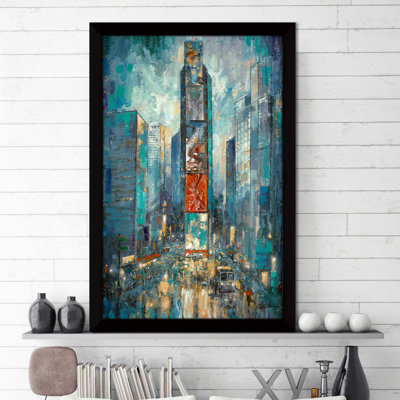 « city of lights », reproduction de peinture à l’huile encadrée