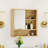Natural Wood Finish Wall Mounted Mirror Cabinet, Mdf Bathroom Storage Organizer With Open Shelves & Single Door For Bathroom, Vanity, Laundry Room