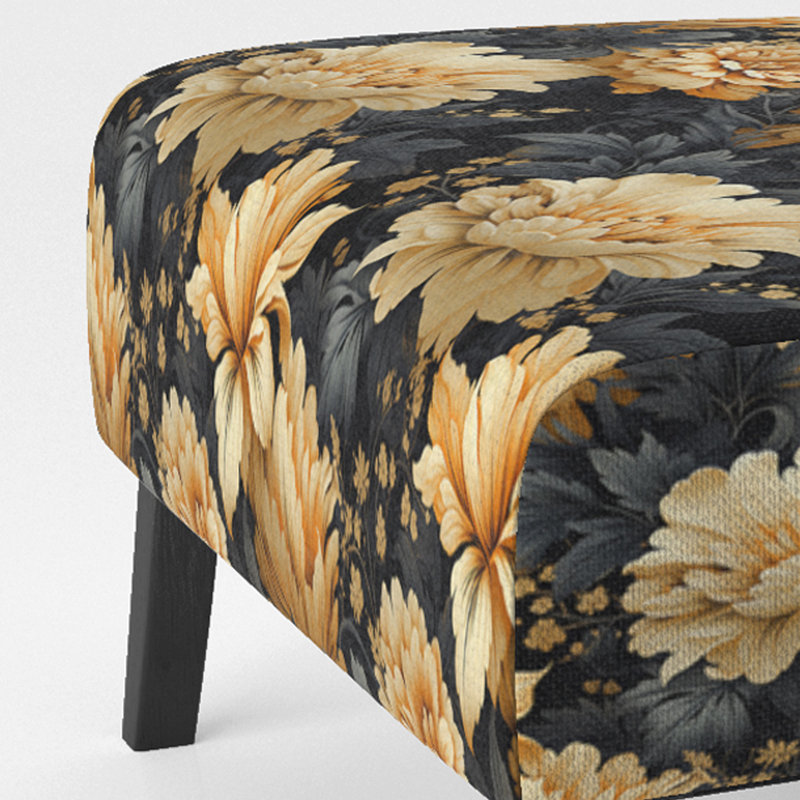 Fauteuil de chambre rembourré bohème et éclectique jaune
