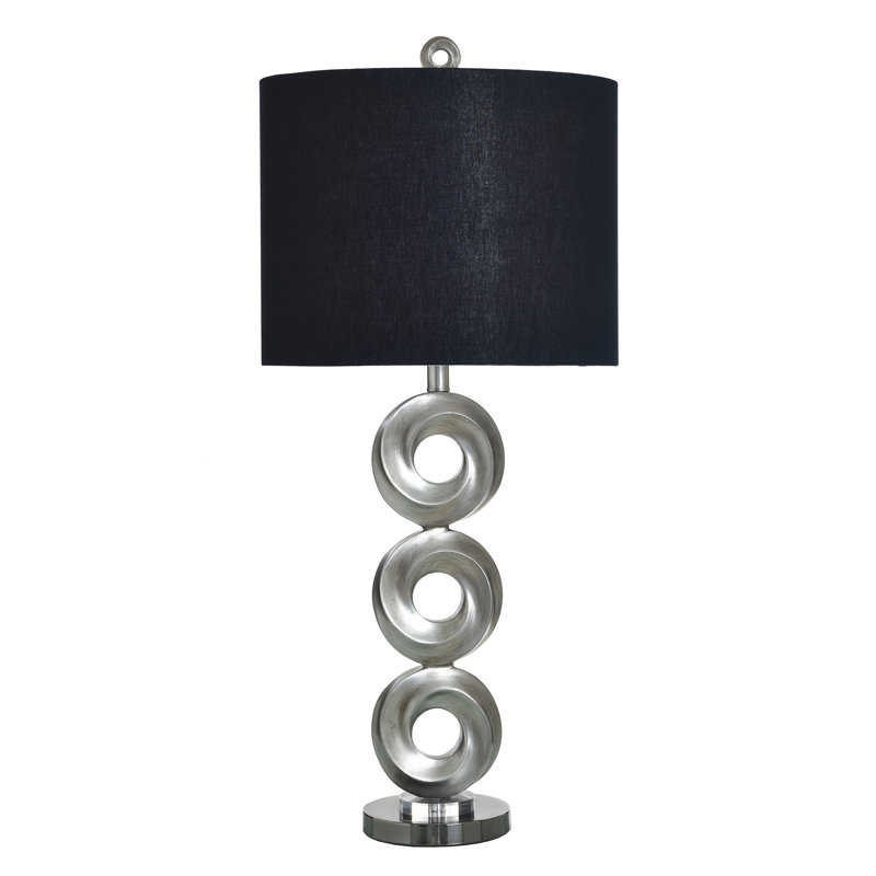 Lampe de table Poly - Argent infini - Abat-jour noir
