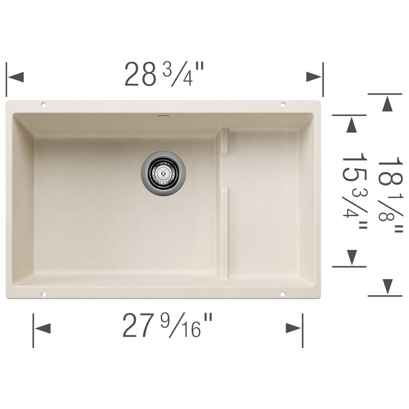 Precis Cascade Silgranit 29" Single Bowl Undermount Kitchen Sink with Colander - Soft White, Soft White