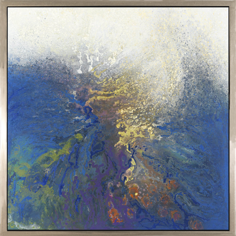 Dispersion Blue Painting, 48" H x 48" W, Silver Framed