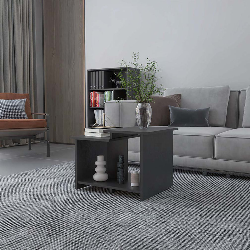 Black Coffee Table with Open Storage, Black