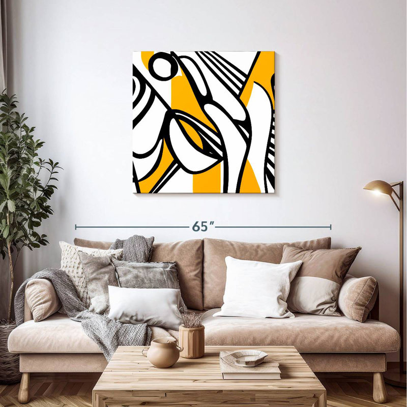 Avery Black And Yellow Lines, 36" H x 36" W