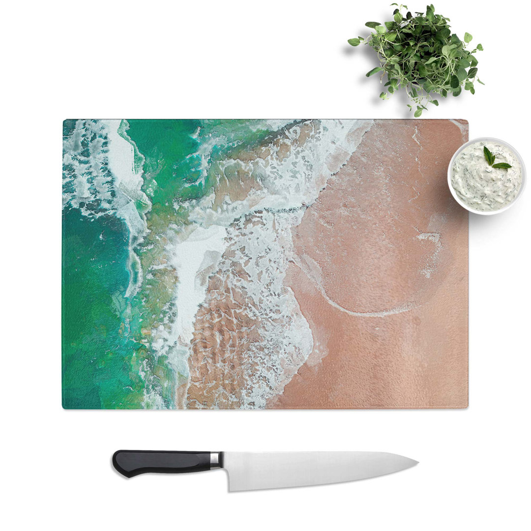 Tempered Glass Waves upon the Beach in Spain Chopping Board