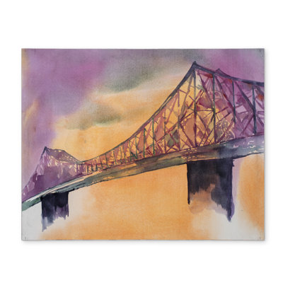 Gray Montreal Jacques-Cartier Bridge Polyester Placemat