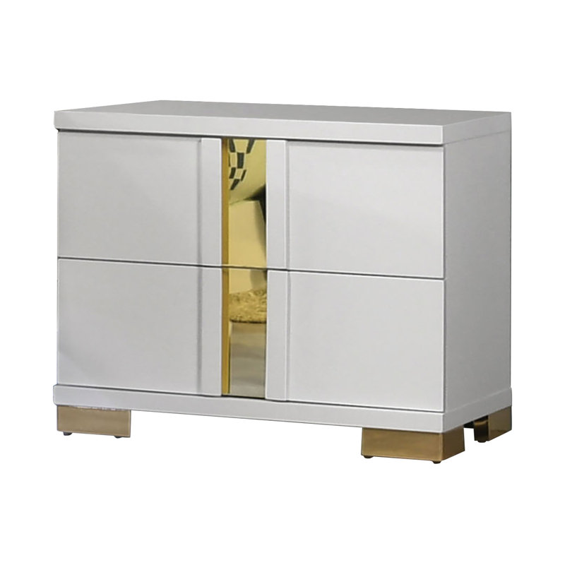 Nightstand, White/Gold, White