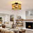 Boho Wood Bead Flush Mount Ceiling Light, 13" Diameter, Black, 3-light E26-34697718