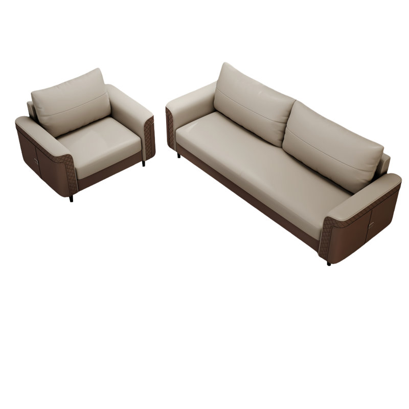 European style simple sofa combination, Leather Match