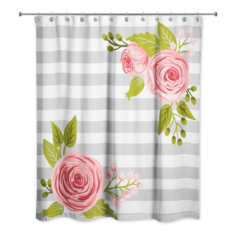 Rideau de douche simple Bartram, Gris / Blanc