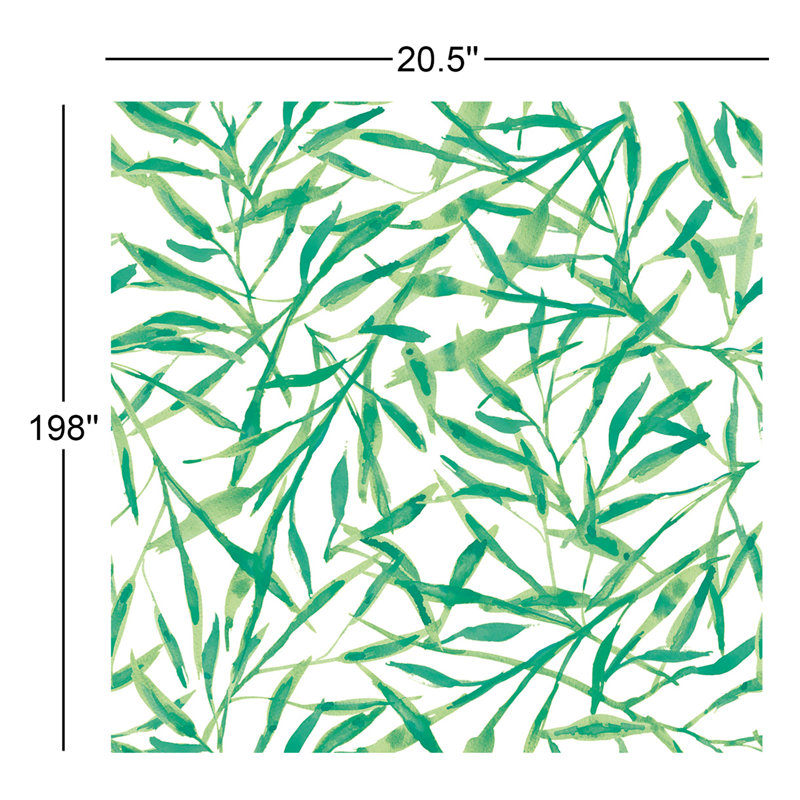 Papier peint aquarelle à peler et coller, Vert/blanc
