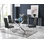 Lenworth Modern Chrome Metal and Glass Dining Table Set with 4 Luxury Faux Leather Dining Chairs