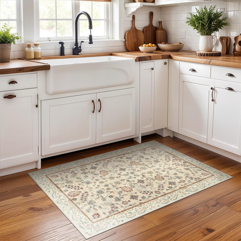 Straub Large Floral Tranditional Rugs Living Room Rug Washable Bedroom Rug Non-Slip Colorful Vintage Accent Floor Carpet For Home Decor