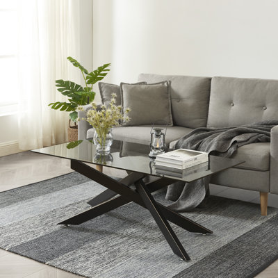 Table basse rectangulaire avec plateau en verre