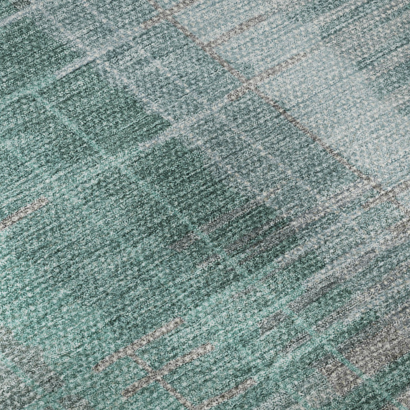 Premium Machine Washable Mayfield AMF2261 Striped Rug, Seafoam, 5' x 7'6"