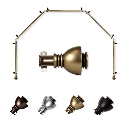 Haubstadt 5-Sided Bay Window Single Curtain Rod & Hardware Set