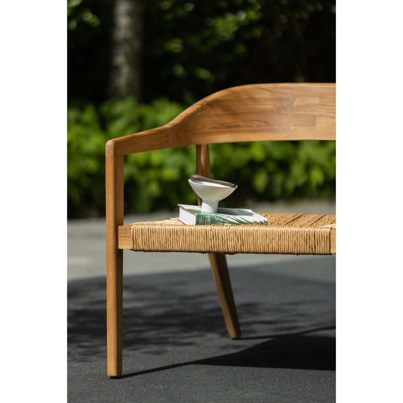 Chena Garden Bench With Round Back Wicker/Teak Natural