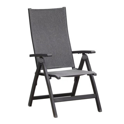 660 lbs Capacity Aluminum Reclining Chaise Lounge, 5-Position Folding Camping Chair with Phifertex Sling