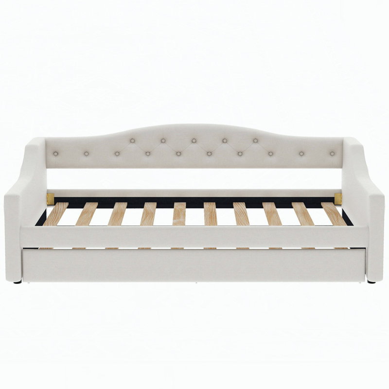 Versatile Upholstered Daybed with Drawers for Enhanced Comfort and Functionality, Beige