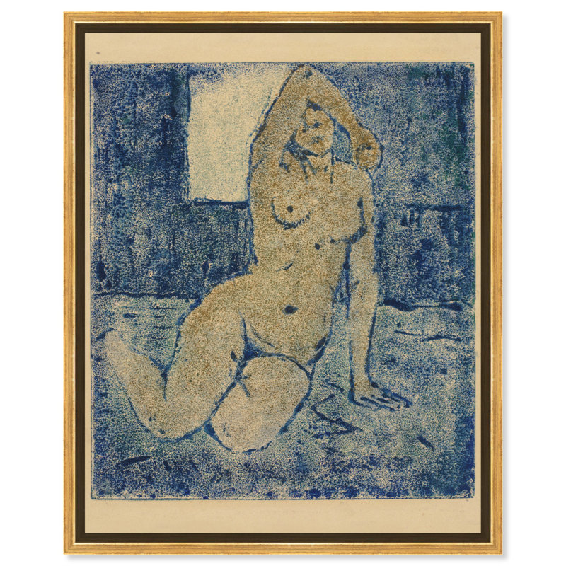 Modèle par Alvar Cawen, toile, figure féminine classique, Art par Art Remedy, Cadre blanc, H 37 po x l 31 po