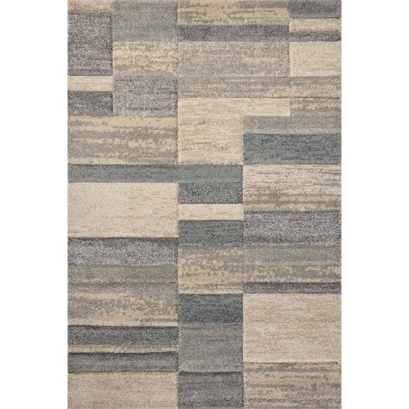 17 Stories Manali Slate / Sand Area Rug, Square 1'6"