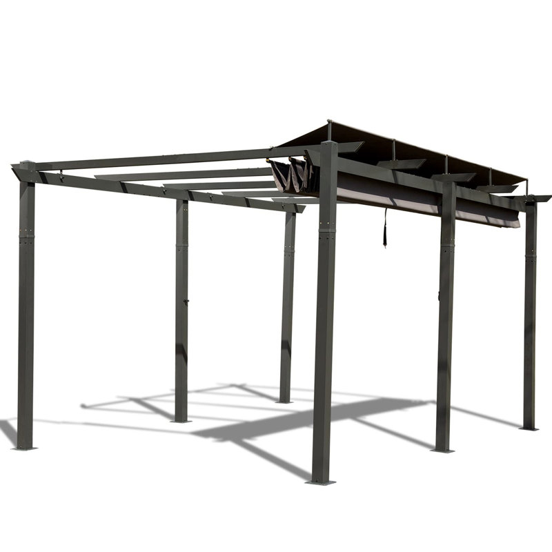 Pergola avec auvent 11 x 16 pi. Structure robuste en aluminium, tissu, réglable pour le repos et le rajeunissement de la cour en aluminium de divertissement, amusant