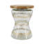 Table d'appoint en verre avec plateau en bois, table d'appoint ronde avec base peinte à la main, table d'appoint moderne tropical