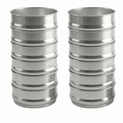 48 oz Round Dough Pans (12 Pack), 8 Inch x 2 5/8 Inch Aluminum Proofing Pans, Stackable Pizza Dough Tray, Nesting Bakeware for Kitchen Prep, Restaurant Supply, NSF	 	 	 	 	 	 	