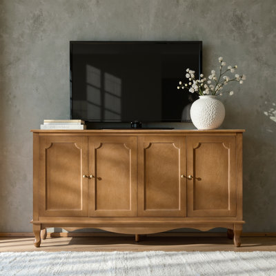 Buffet transitionnel de 58 po à 4 portes avec gestion des câbles et tablettes réglables Agnes