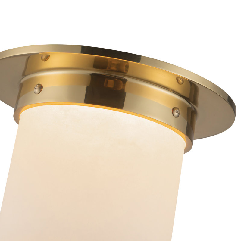 Mineral 8-in Brass Flush Mount, Alabaster, Brass