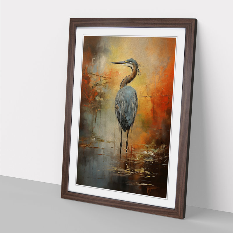 Heron Action Painting - Framed Print