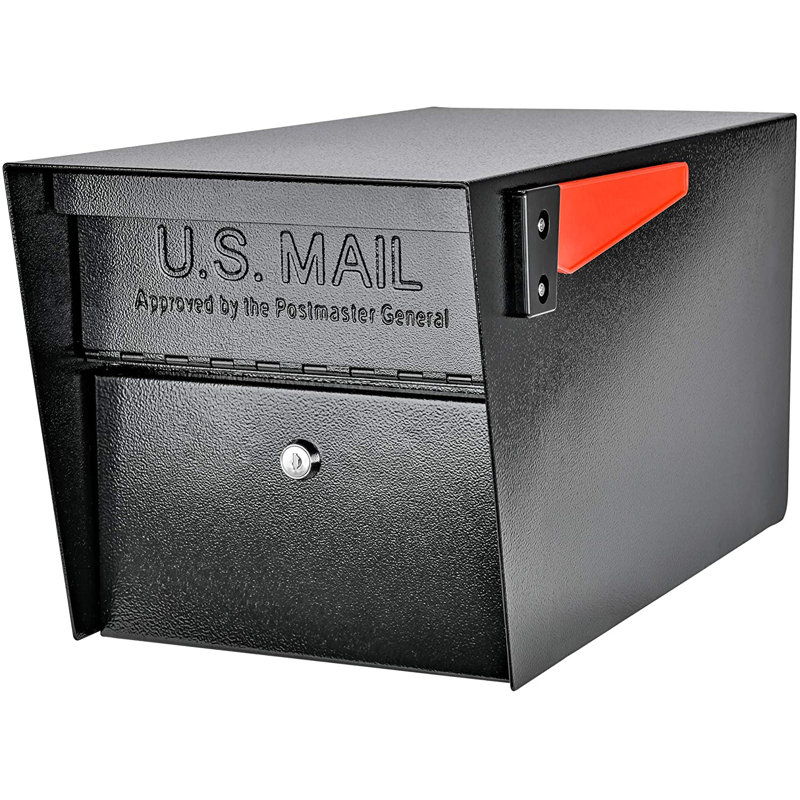 Steel Post Mounted Mailbox with Magnetic Closure, Black
